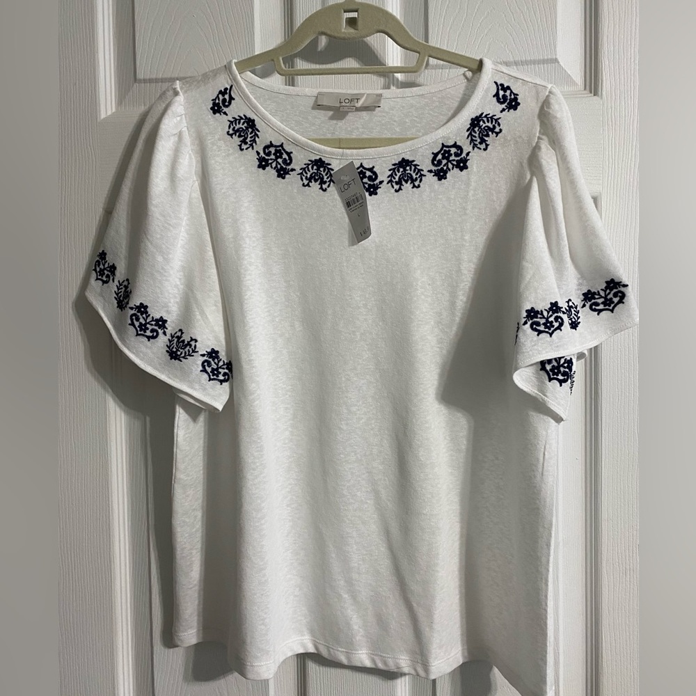 Loft short sleeve shirt/Blouse Large NWT